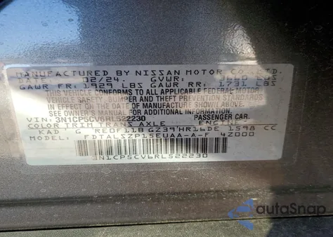 2024 Nissan Kicks Sv z USA, uszkodzony, nr VIN 3N1CP5CV6RL522230
